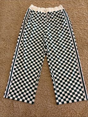 Fore All Bronson Pant in Hunter & White, Wide Leg Checkered Performance Golf, L